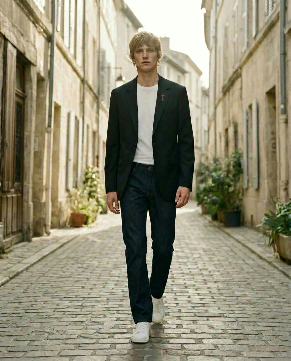 The Cross Blazer with dark jeans
